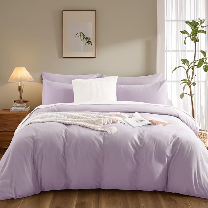NEXHOME PRO Duvet Cover Set 100% Washed Cotton California Kingn 104"x98" - Image 3