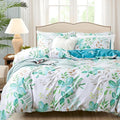 FADFAY Botanical Duvet Cover Sets King/Cal King Size 100% Cotton Teal Green by CottonWorldSweetDream