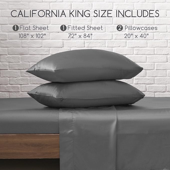 MR&HM Satin Bed Sheets, California King Size Sheets Set - Image 7