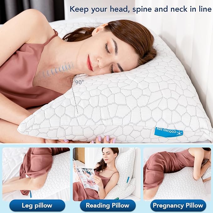 Cooling Pillow Queen Size Set of 2, Adjustable Bed Pillows - Image 3