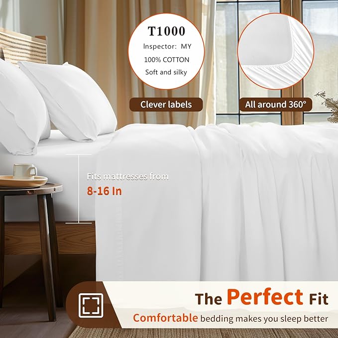 LBRO2M Split King Sheet Sets for Adjustable Bed 1000 Thread Count 100% Egyptian - Image 3