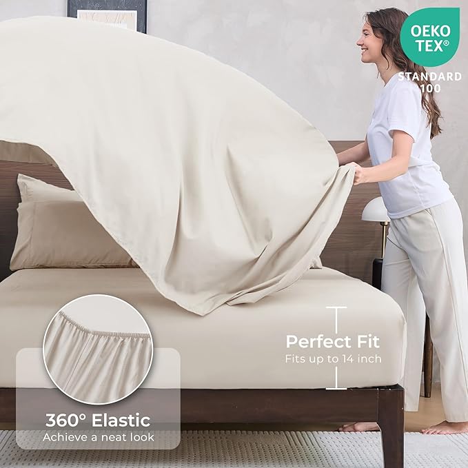 HEVUMYI Beige Tan Queen Comforter Set - Image 5