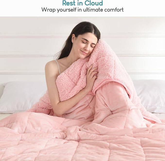 Cottonblue Weighted Blanket Queen Size 15lbs, Sherpa Weighted Blankets - Image 6