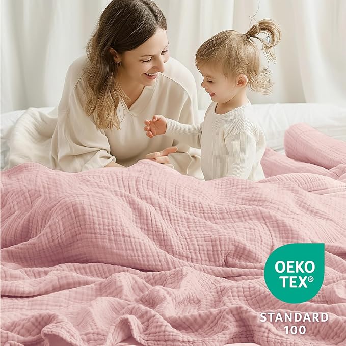 100% Cotton Muslin Blanket 50"x 60", 6 Layers Breathable and Lightweight Cotton - Image 3