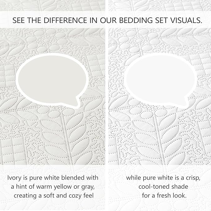 FLYMME Full Queen Quilt Bedding Set, Lightweight Beige White Bedspreads - Image 4