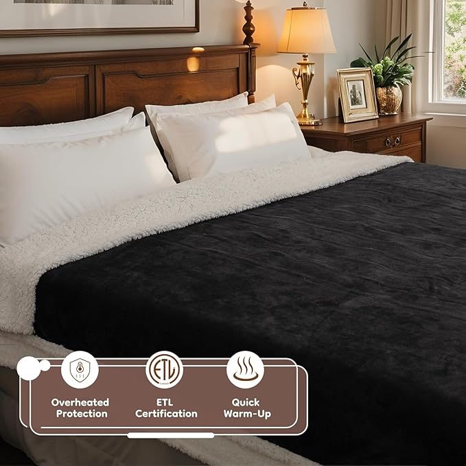LaffyLo Electric Heated Blanket Twin Size 62 x 84, Fast Heating Blanket - Image 4