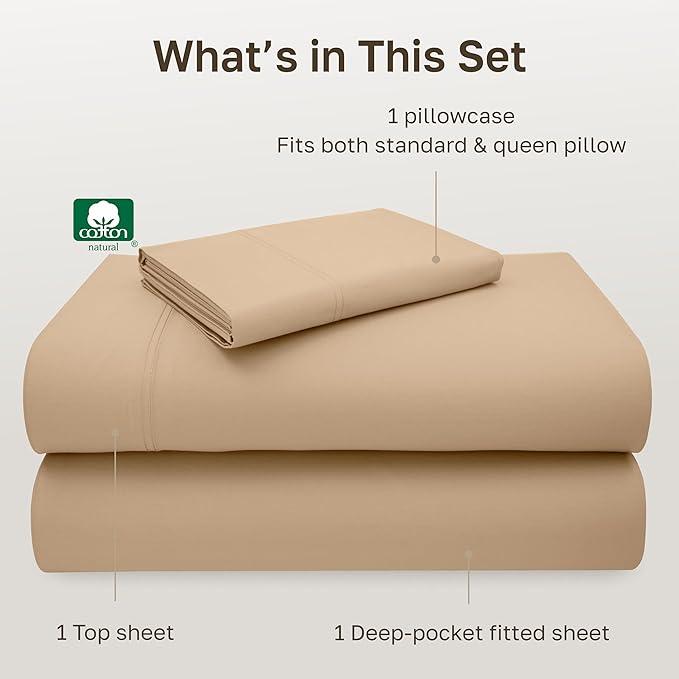 California Design Den Twin Bed Sheets 100% Cotton Sateen, 600 Thread Count - Image 4