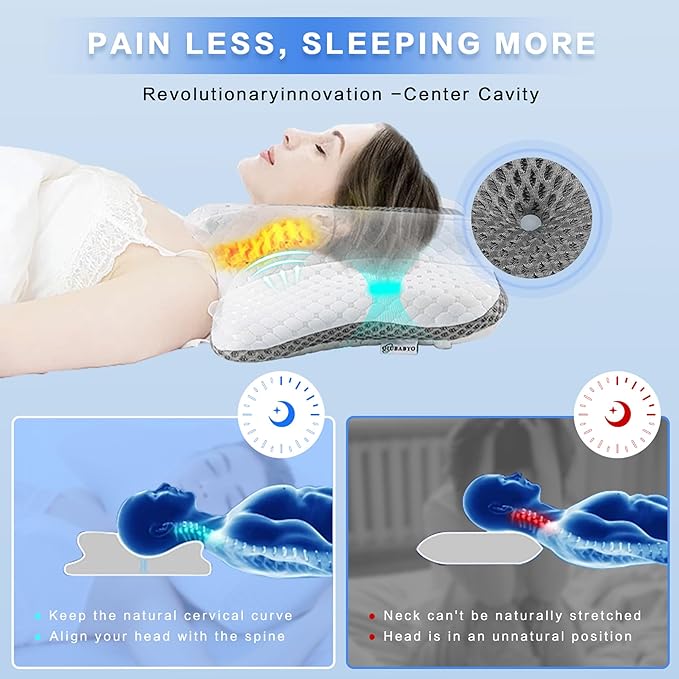 Pain Relief Cervical Pillow for Neck Support, Adjustable Ergonomic Pillow Cozy - Image 3