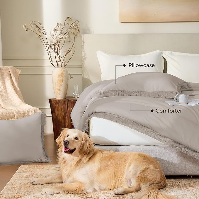 Andency Comforter Full Size Set Khaki, 3 Pieces Boho Winter Lightweight Bedding - Image 6