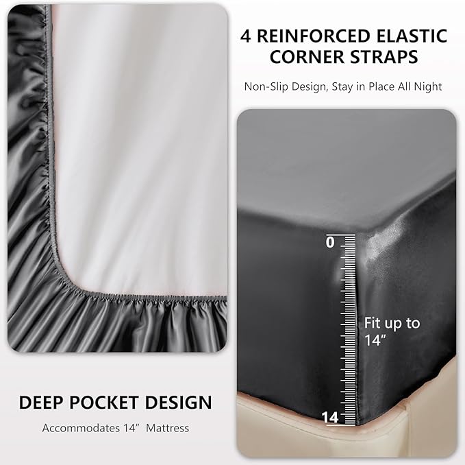 CozyLux Satin Sheets King Size Sheet Set - Image 4