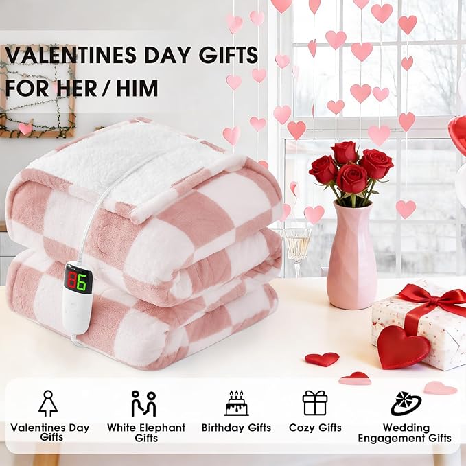 Light Pink Heated Blanket Electric Throw, 50X60 Heating Blanket - Image 6