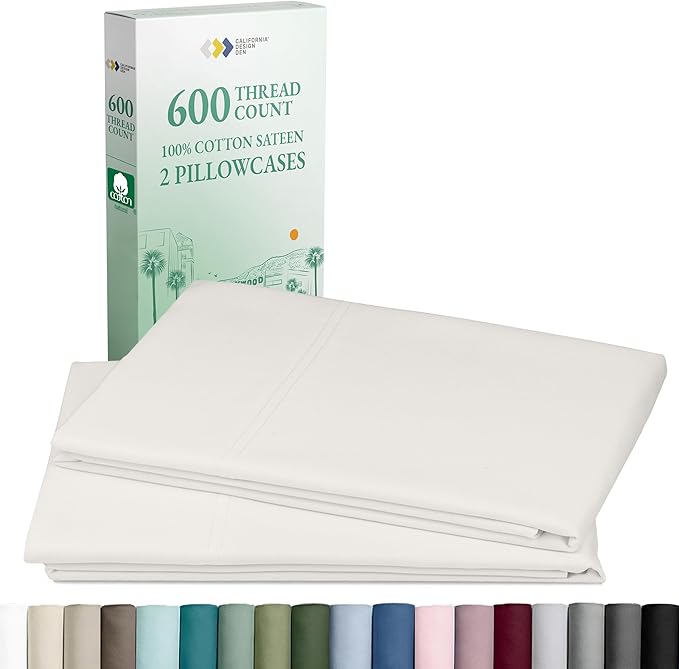 California Design Den Luxuriously Soft 100% Cotton Pillowcases Queen Size Set by CaliforniaDesignDen