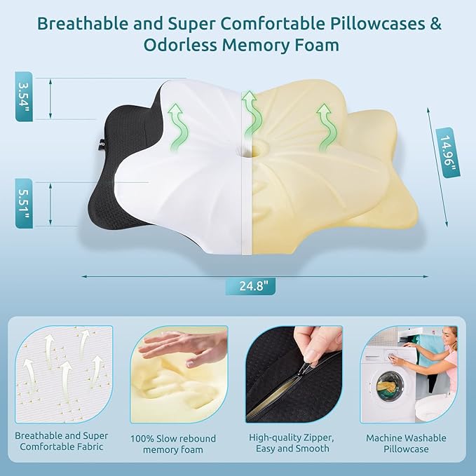 DONAMA Cervical Pillow for Neck and Shoulder Pain Relief, Cooling Contour - Image 2