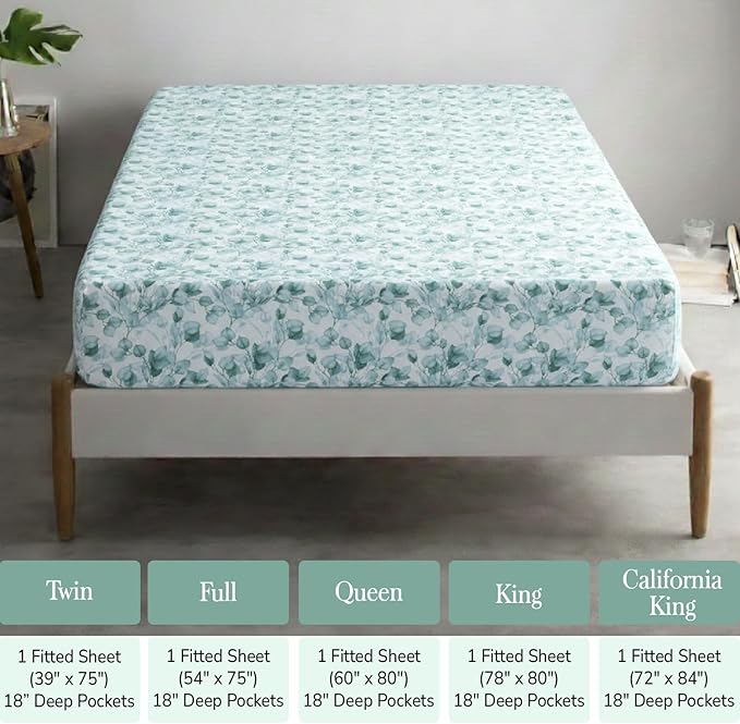 Feather & Stitch 1 Piece Fitted Sheet Twin Size, 100% Cotton Damask Sateen - Image 6