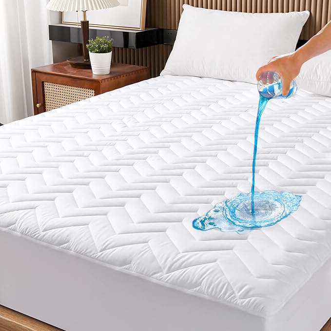 Queen Size Waterproof Mattress Protector Quilted, Breathable Ultra-Soft Filling by Unilibra