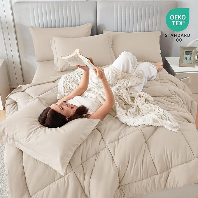 Sasttie Queen Comforter Set, Complete Bedding Set Includes Comforter, Flat Sheet - Image 5