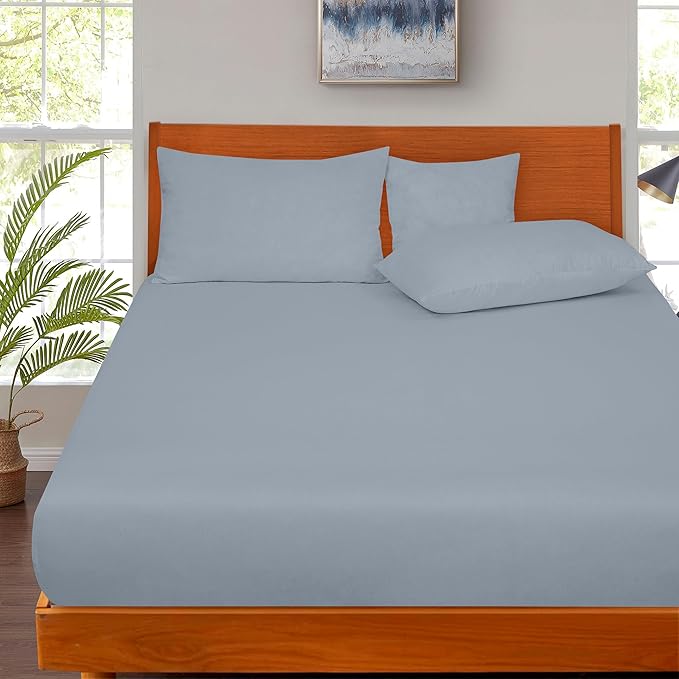 ROYALE LINENS 300 Thread Count 100% Long Staple Combed Cotton Fitted Sheet Full - Image 5