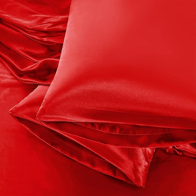 Aormenzy Satin Pillow Cases for Women Queen Size Set of 2, Fade Resistant by Aormenzy