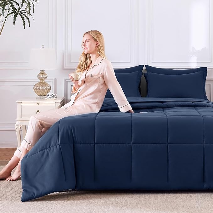 CozyLux Full Size Comforter Sets Navy Blue - Image 7