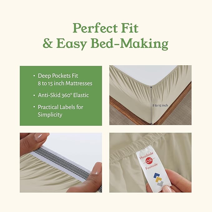 California Design Den Soft 100% Cotton Percale Sheets King Size Set - Image 6