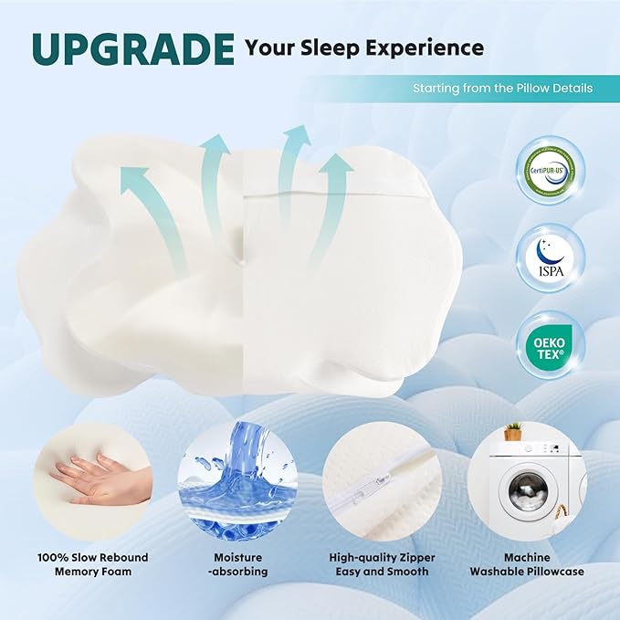 DUMOS Cervical Pillow for Neck and Shoulder, Contour Memory Foam Pillow - Image 5