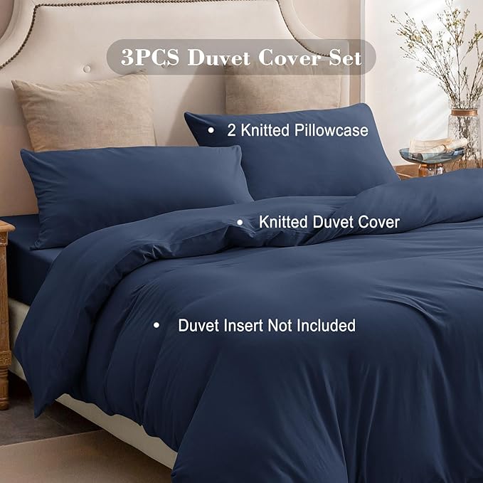 PURE ERA Jersey Knit Duvet Cover Set 100% T-Shirt Cotton Super Soft Comfy 3pc - Image 3