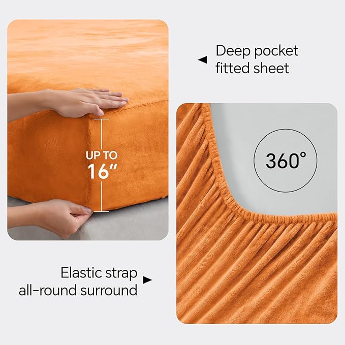 BEDELITE Flannel Sheets Twin Size Burnt Orange - Image 4