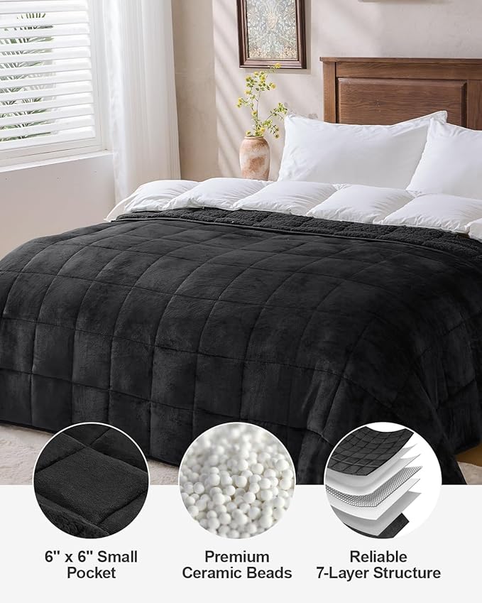 Super Fuzzy Soft Sherpa Fleece Weighted Blanket, 12 lbs Dual Sided Fluffy Heavy - Image 8