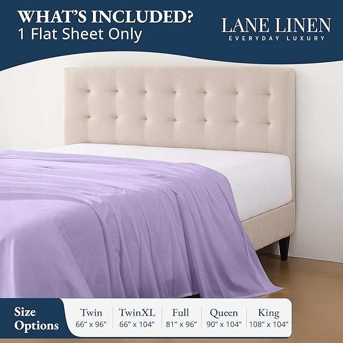 Lane Linen 100% Organic Cotton Twin Size Flat Sheet Only - Image 2