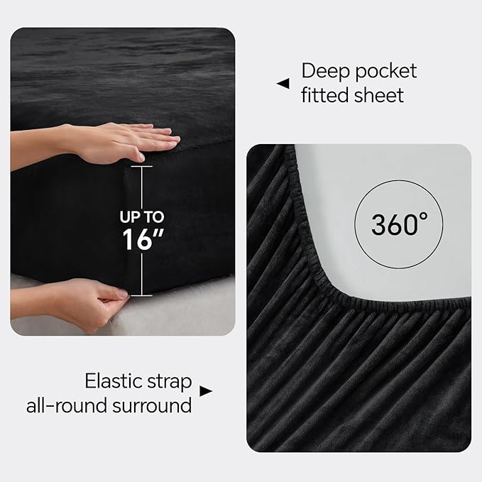BEDELITE Flannel Sheets Full Size Black - Image 4