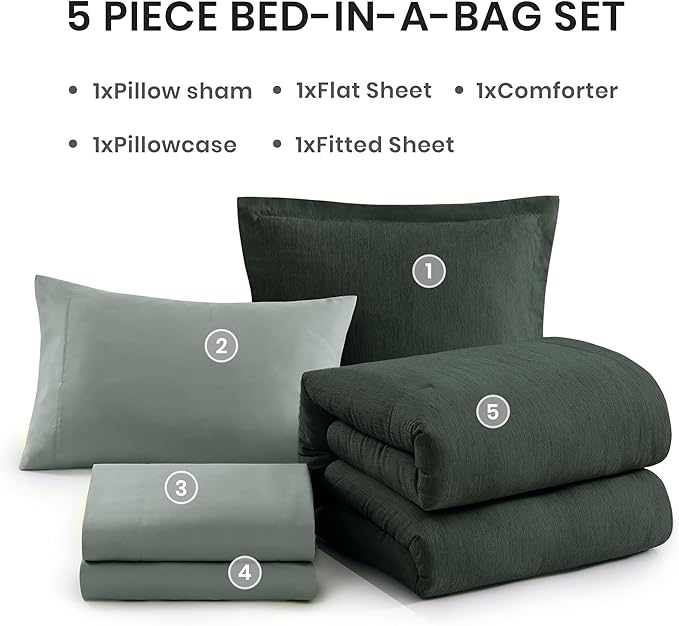Monbix Twin XL Comforter Set Deep Forest, Cationic Dyeing Bedding Set - Image 7
