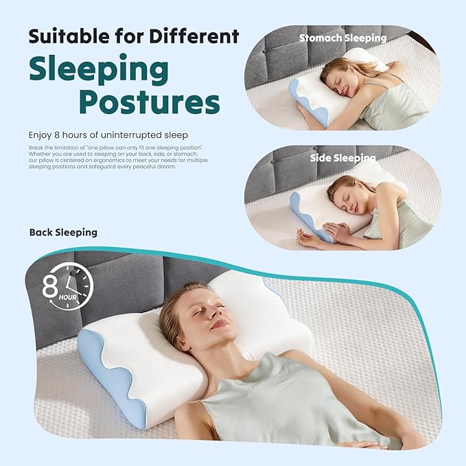 DUMOS Cervical Pillow for Neck and Shoulder, Contour Memory Foam Pillow - Image 7