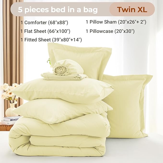 MUXHOMO 5 Pieces Twin XL Comforter Set, Soft Bed in a Bag Twin XL Size - Image 4