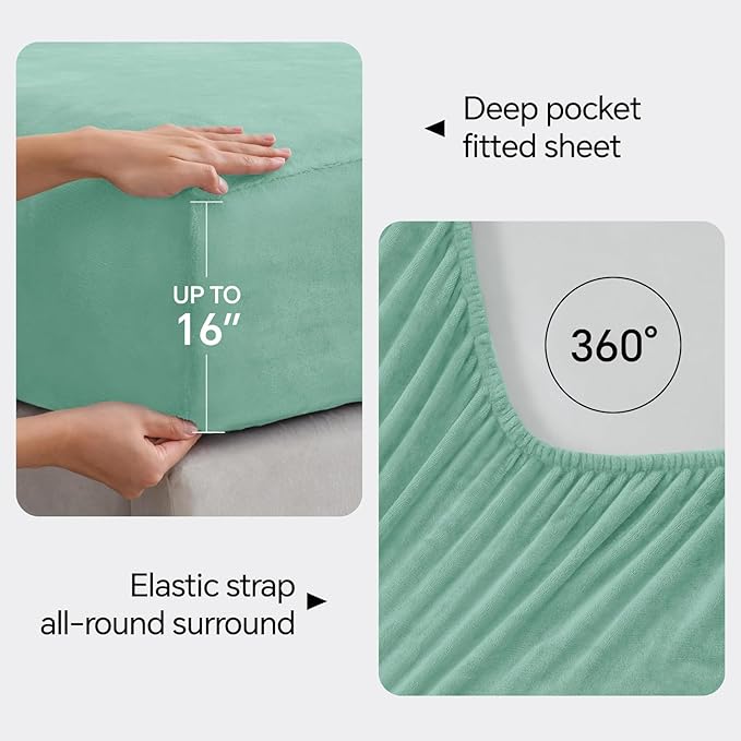 BEDELITE Flannel Sheets Twin Size Haze Blue - Image 4