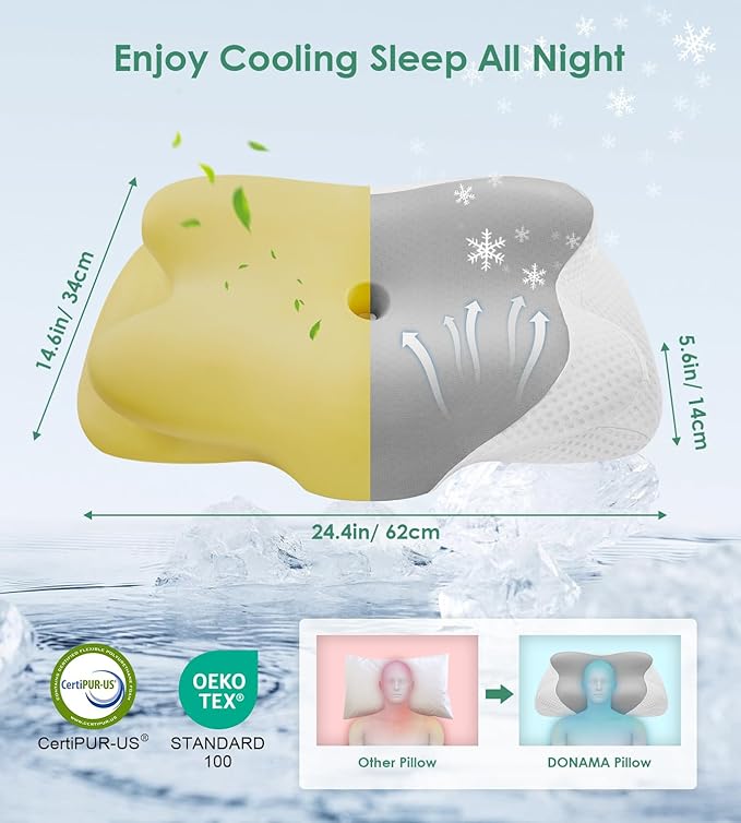 DONAMA Cervical Pillow for Sleeping, Contour Memory Foam Pillow for Neck and - Image 3