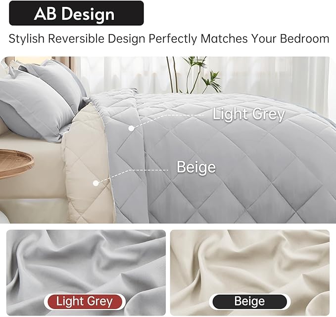 MUXHOMO 7 Pieces King Comforter Set, Reversible Bed in a Bag King Size - Image 3