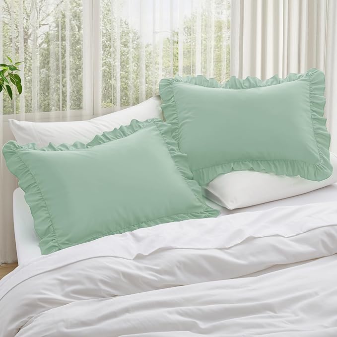 KKJIAF Ruffle Pillow Cases Standard Size Set of 2, Ruffled Pillow Covers - Image 2