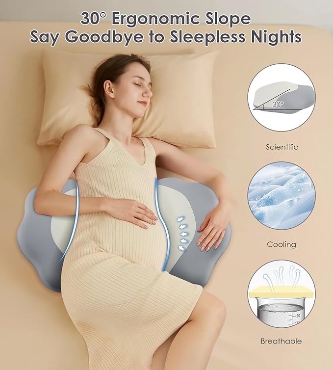 Pregnancy Pillows for Sleeping, Memory Foam Maternity Pillow Support for Back - Image 7