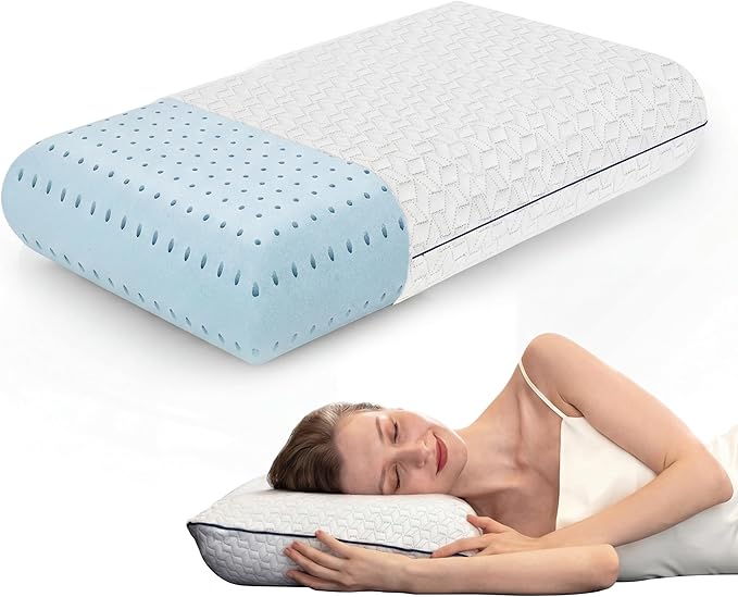 Vaverto Queen Memory Foam Pillow – Cooling Gel-Infused Firm Support by Vaverto
