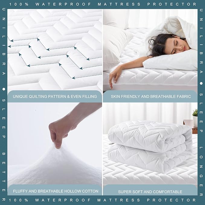 Twin Size Waterproof Mattress Protector Quilted, Breathable Ultra-Soft Filling - Image 4