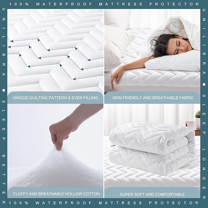 Queen Size Waterproof Mattress Protector Quilted, Breathable Ultra-Soft Filling - Image 4