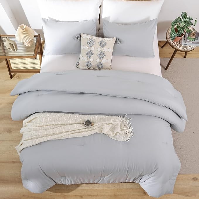 ROSGONIA Comforter Full Size for Girls Boys Teens Light Grey - Image 4