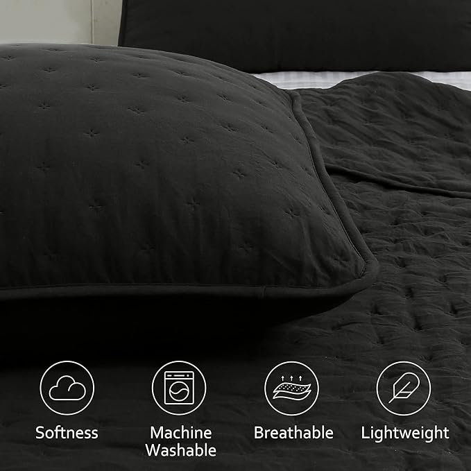 ROARINGWILD Black King Size Quilt Bedding Sets - Image 3