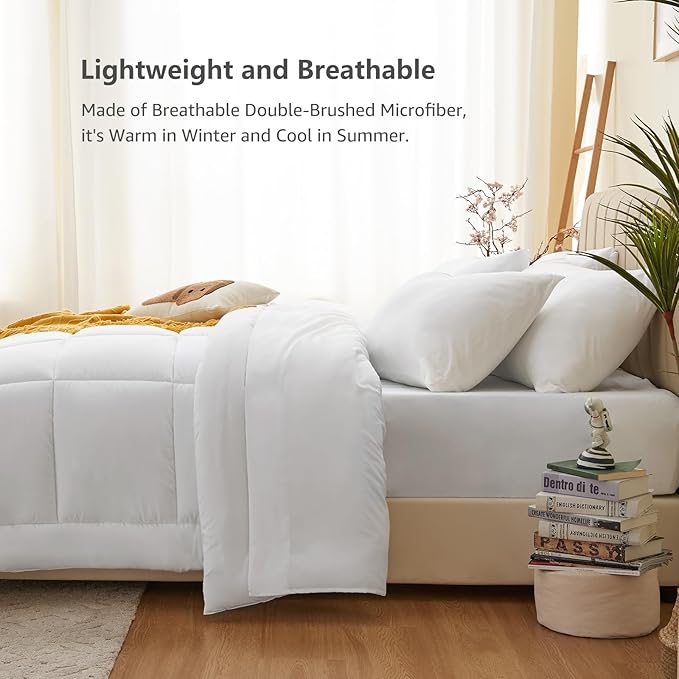 CozyLux Queen Comforter Set White, 7 Pieces Bed in a Bag, All Season Bedding - Image 3