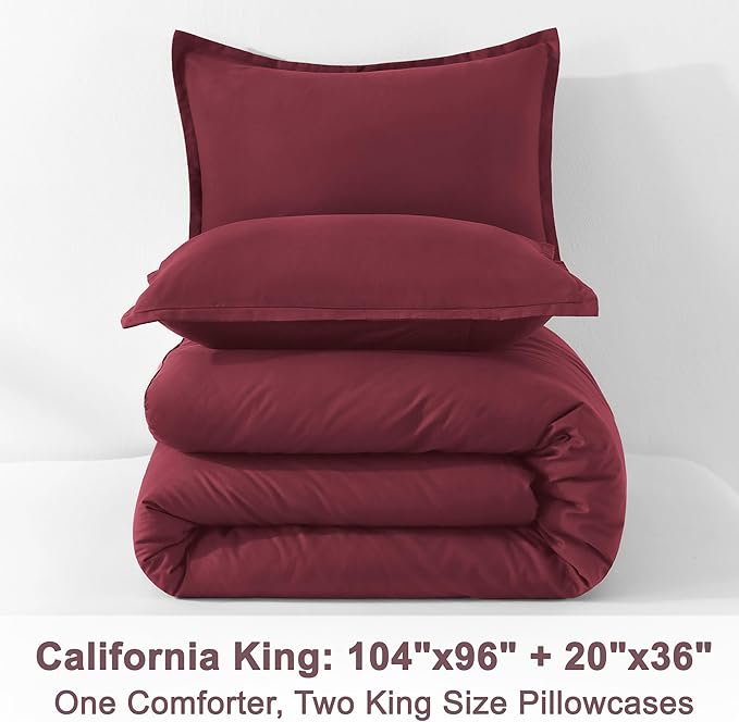 Litanika Burgundy Red Comforter Set California King Size, 3 Pieces Cal King - Image 9