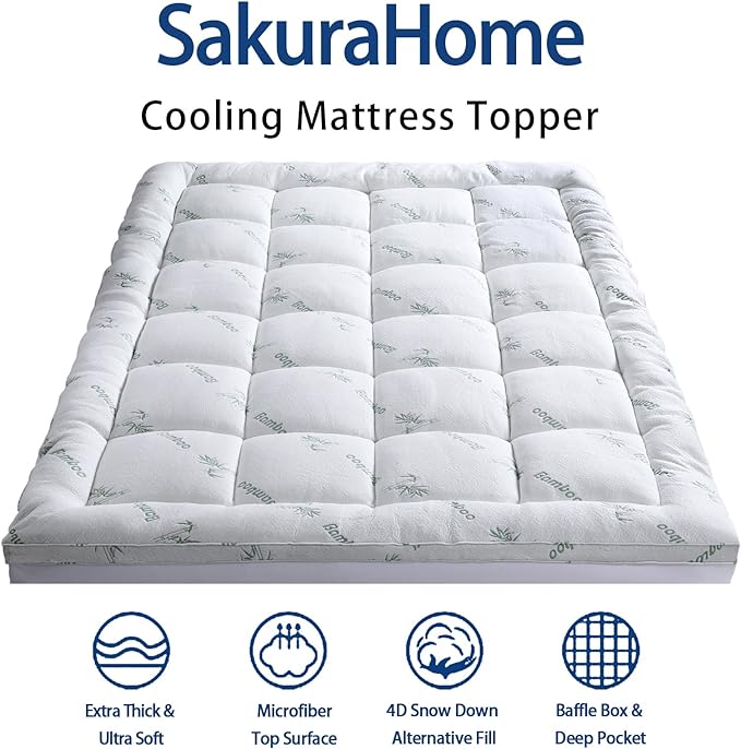 Mattress Topper Full Size, Cooling Extra Thick Breathable Viscose Made from - Image 2