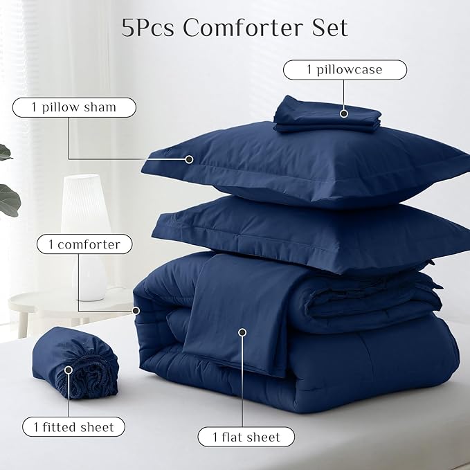 JOLLYVOGUE Twin Comforter Set, Ultra-Soft Bed in a Bag Twin Size 5 Pieces - Image 5
