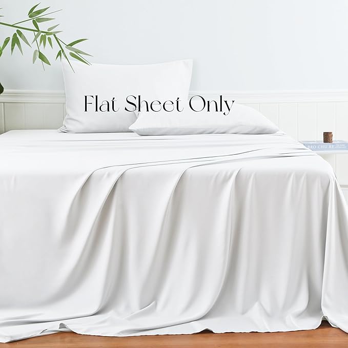 Bamboo Viscose Flat Sheets Only, 400 Thread Count Sateen Weave Queen Size Flat - Image 2