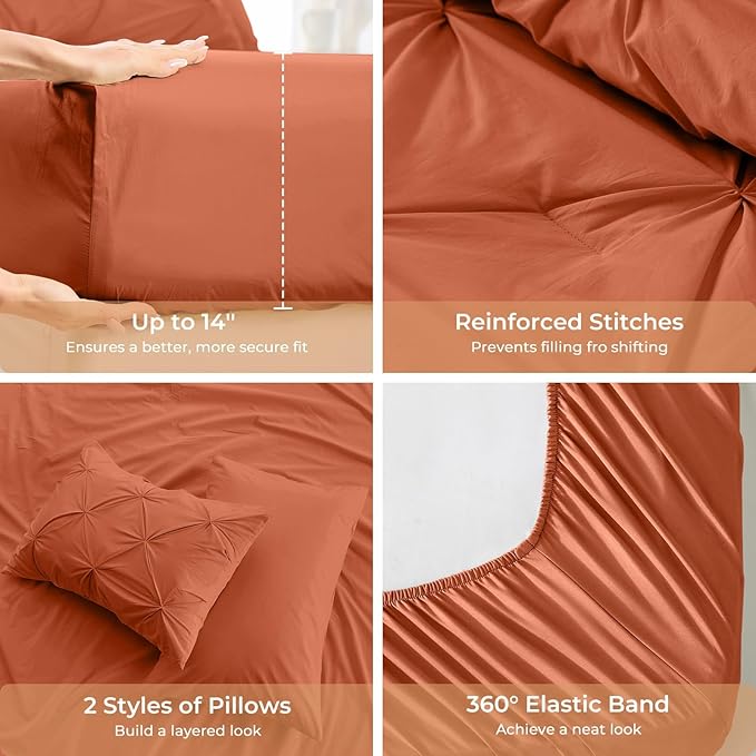 Sasttie Queen Comforter Set, 7-Piece Bed in a Bag, Pintuck Bedding Sets - Image 5