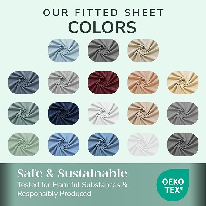Feather & Stitch 1 PC Fitted Sheet California King Size, 100% Cotton Damask - Image 7